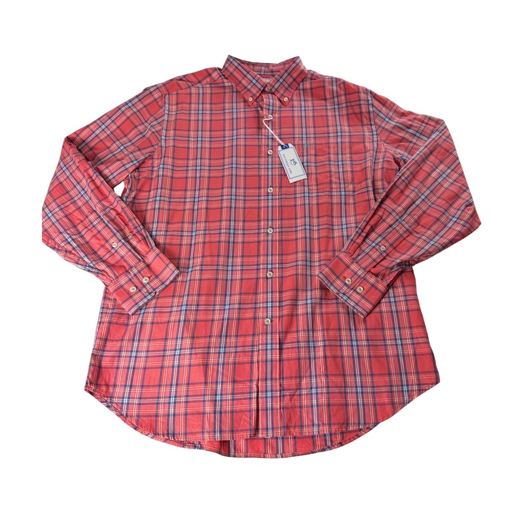 Southern Tide Mens Spiced Coral Plaid Button Down Shirt 3299 Classic Fit L NWT